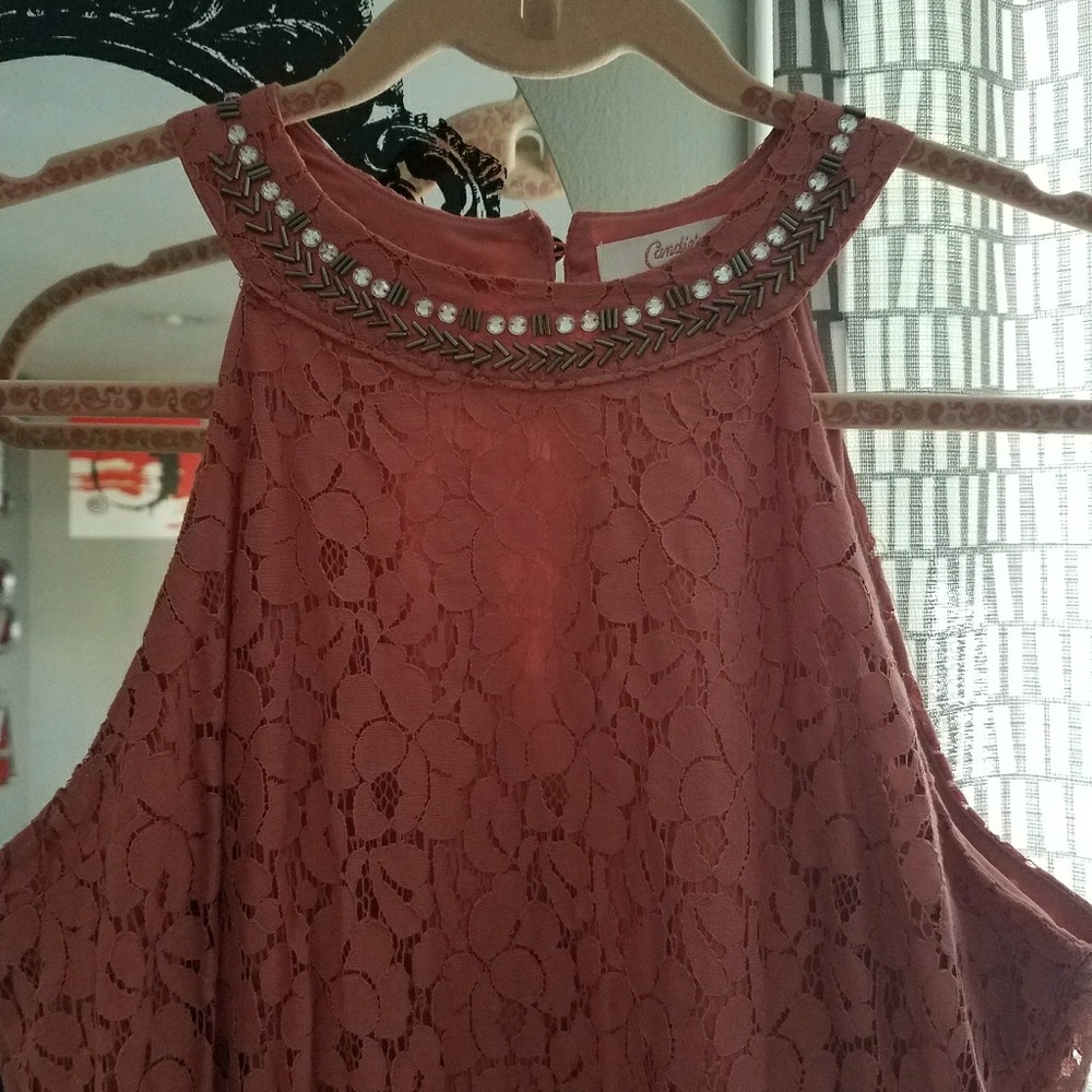 Candie's pink lace halter dress